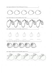 English Worksheet: How many apples did the caterpillar eat on---?