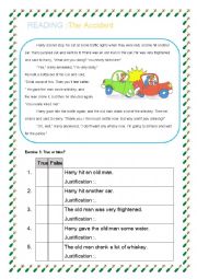 English Worksheet: Reading :The Accident