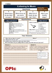 Guided Writing) When/where do you listen to music?(Using the present tense) 