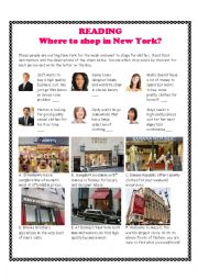 English Worksheet: Shopping in New York Reading Exercise