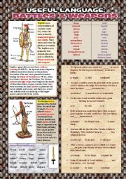 English Worksheet: Useful language: Battles & Weapons