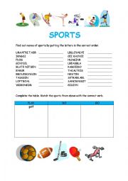 English Worksheet: Sports