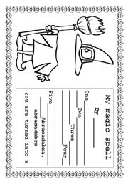English Worksheet: My magic spell (witch)