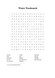 English Worksheet: Winter Wordsearch