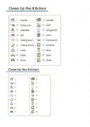 English Worksheet: Clean up the kitchen
