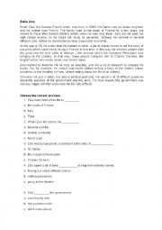 English Worksheet: EMILE ZOLA