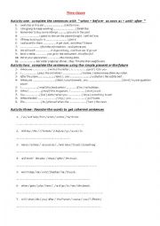 English Worksheet: time clause 