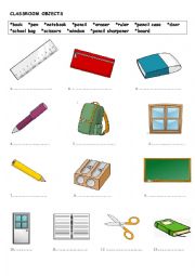 Classroom Objects - Matching Exercise