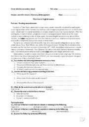 English Worksheet: test about tsunami for second year students  high school