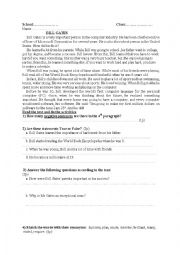 English Worksheet: test about Bill Gates 