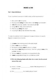 English Worksheet: Make & DO