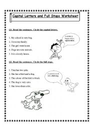 English Worksheet: Capital Letters and Full Stops Worksheet