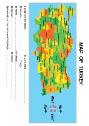 English Worksheet: MAP of TURKEY