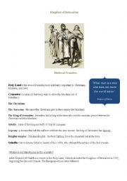 English Worksheet:  The crusades: kingdom of Jerusalem 