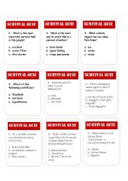 English Worksheet: Survival Trivia Game