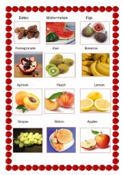English Worksheet: Fruit pictionary