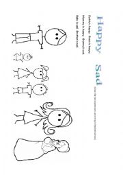 English Worksheet: happy sad/ family members