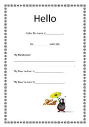 English Worksheet: hello