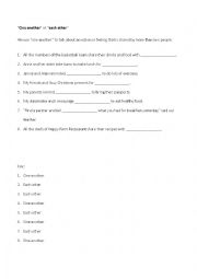 English Worksheet: each other or one another