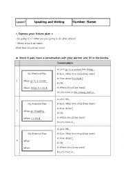 English Worksheet: info gap activity about your future