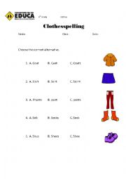 English Worksheet: clothes spelling