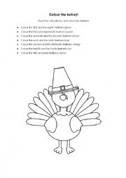 English Worksheet: Color the Turkey