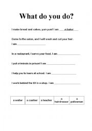 English Worksheet: What do you do?