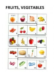 English Worksheet: Board game: Fruits, vegetables