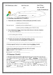 English Worksheet: End-of-term test n1 8th form
