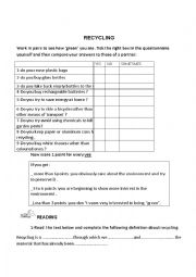 English Worksheet: RECYCLING