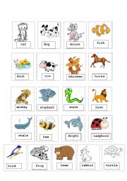 English Worksheet: animals cutout