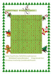 English Worksheet: Christmas word search