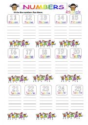 English Worksheet: numbers