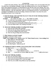 English Worksheet: past continuous tense