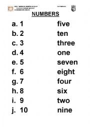 English Worksheet: numbers