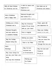 English Worksheet: Examples of Christmas sayings to include in Cards