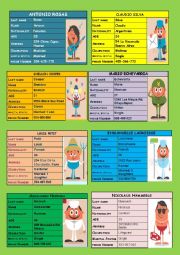 English Worksheet: PERSONAL INFORMATION CARDS