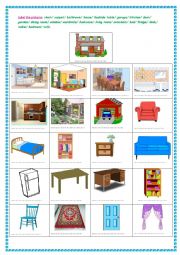 English Worksheet: house( rooms and furniture)