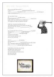 English Worksheet: Song - Simple Past - Do you remember - Jack Johnson