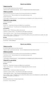 English Worksheet: how to use the articles