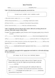 English Worksheet: End of Term Test for 9th graders