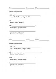 English Worksheet: Sentence Organ