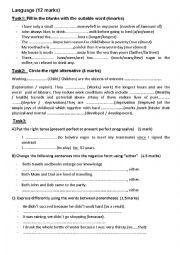 English Worksheet: GRAMMAR