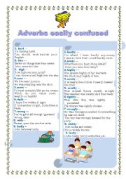 English Worksheet: adverbs easily confused