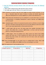 English Worksheet: Expressing opinion, agreeing, disagreeing