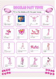 English Worksheet: Pink Panther Regular Past Tense