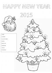 English Worksheet: Coloring new year card