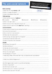 English Worksheet: the anti-social network