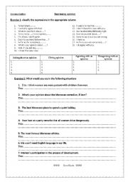 English Worksheet: expressing opinion/ Agree & disagree