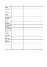 English Worksheet: A simple questionnaire for elementary students